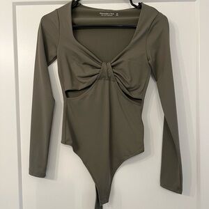 Abercrombie & Fitch Khaki Twist Front Bodysuit
